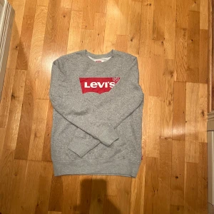 Grå sweatshirt från Levi's - Snygg grå sweatshirt från Levi's med klassisk röd logga framtill. Tröjan har rund halsringning, ribbade muddar och är tillverkad i mjuk bomullsblandning. Perfekt för en chill och stilren look.