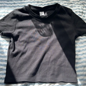Svart ribbad t-shirt från Lindex - Svart ribbad t-shirt från Lindex. 