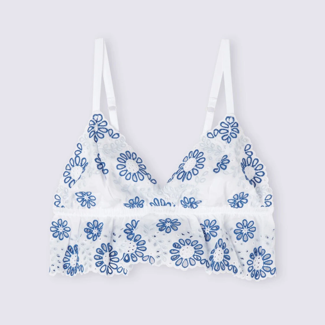 Vit broderad blommig linnetopp från intimissimi - 3