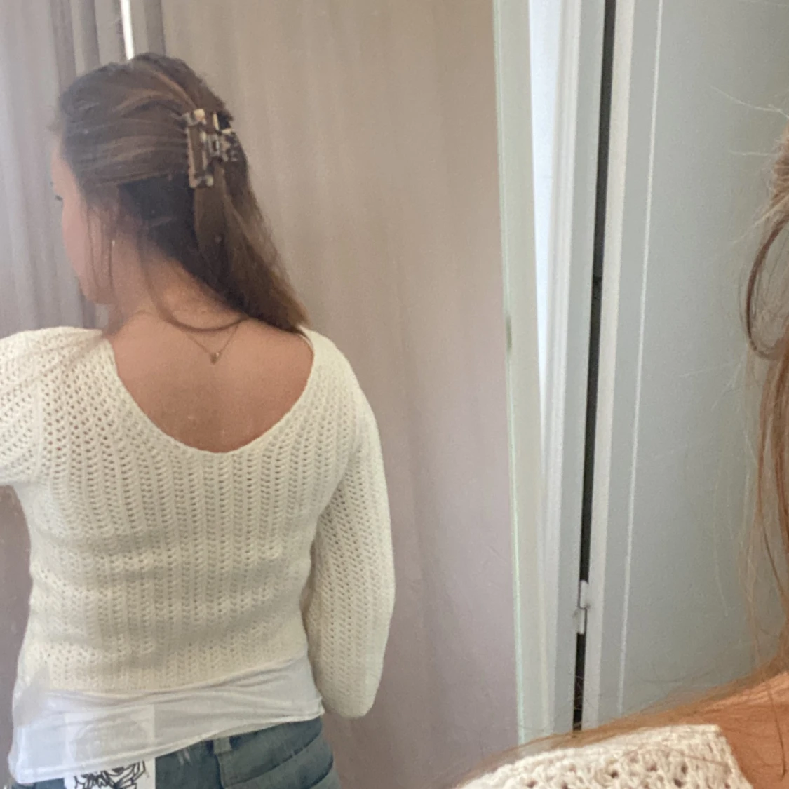 Vit stickad kofta med knyt från Kappahl - 1