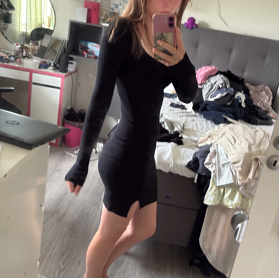 Svart ribbad klänning FB Sister XS