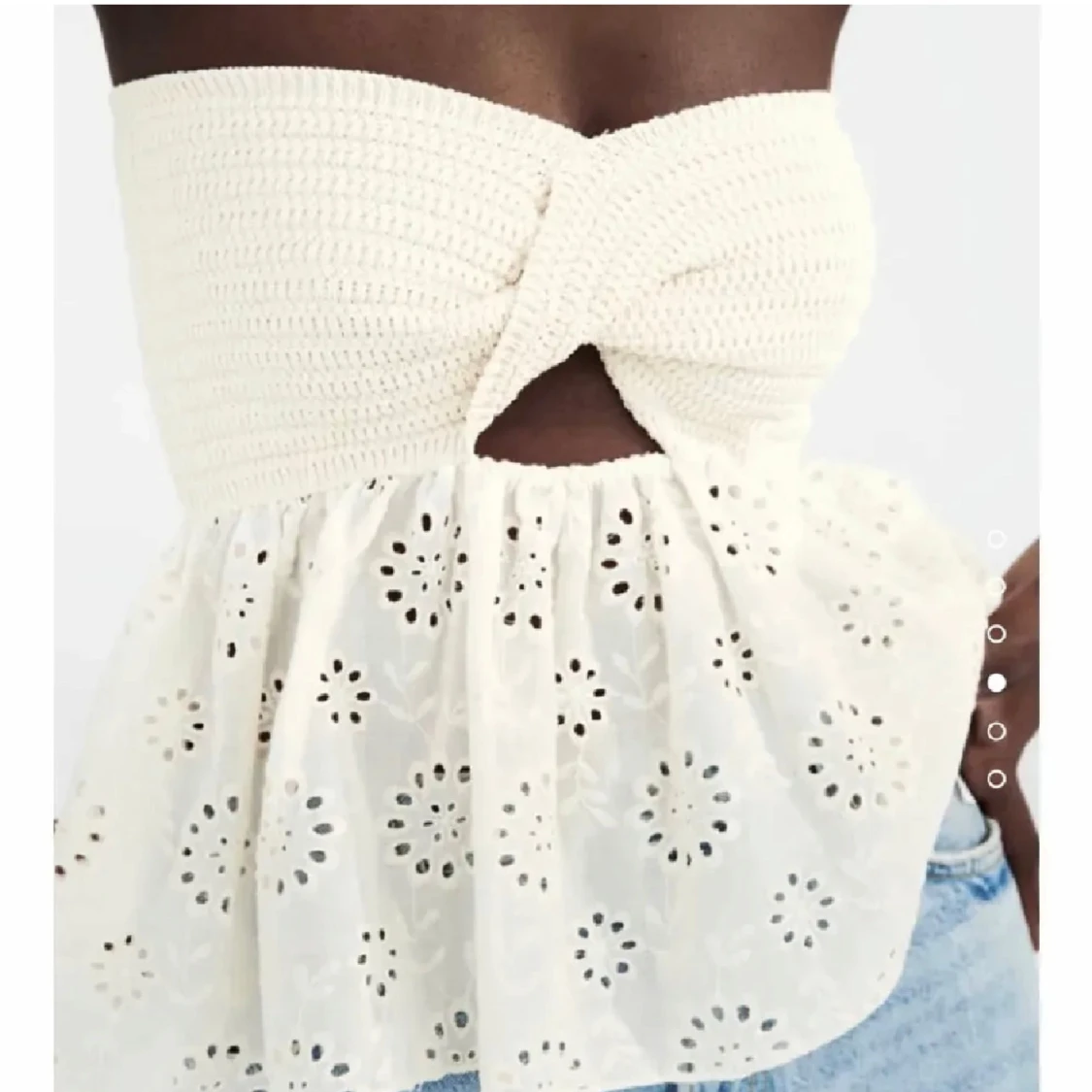 Vit bandeau tubtopp med broderi