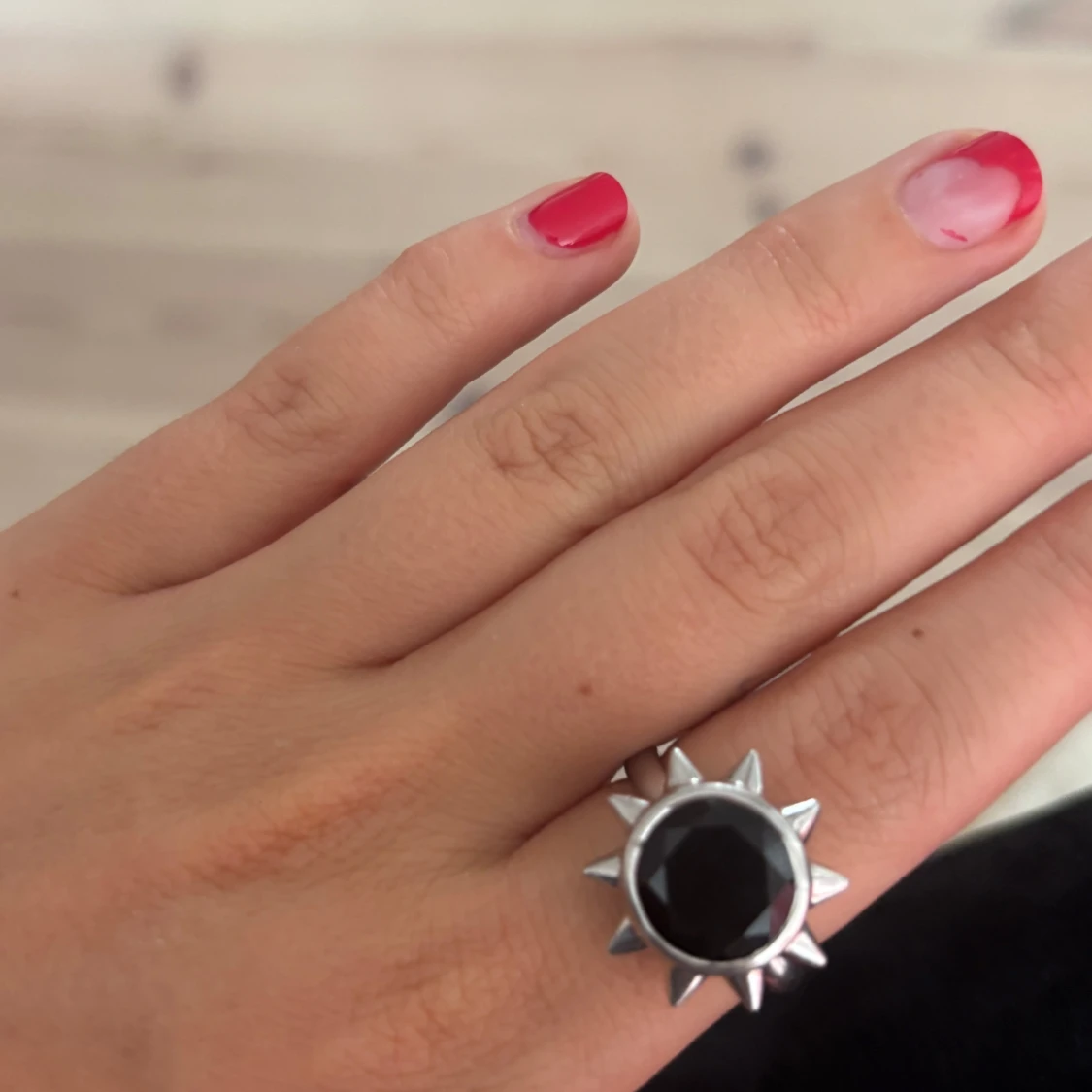 Silversolring med svart sten SbyS - 1