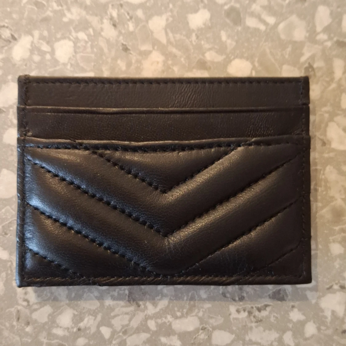 Svart YSL quiltad korthållare i skinn - 1