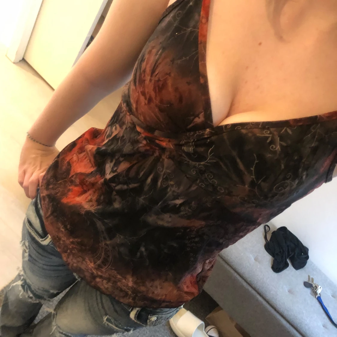 Röd svart y2k topp - 1