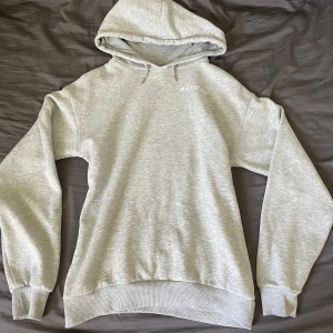 Grå hoodie med text  - Säljer en ljusgrå hoodie från Gina Tricot med text på både fram och baksida. Storlek 170, men skulle säga att den sitter som en dam S. Hoodien är använd få gånger och har en liten slitning vid halsen, och är lite nopprig på vissa ställen. Texten har även försvunnit lite både fram och bak. Skriv till mig för fler bilder eller frågor💗
