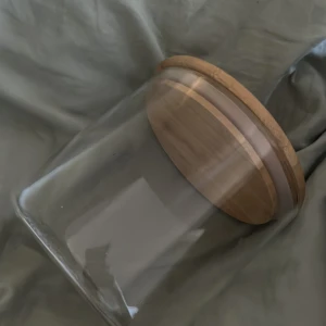 glasburk med trä lock - super rymlig glasburk! inga täcken på användning!⭐️