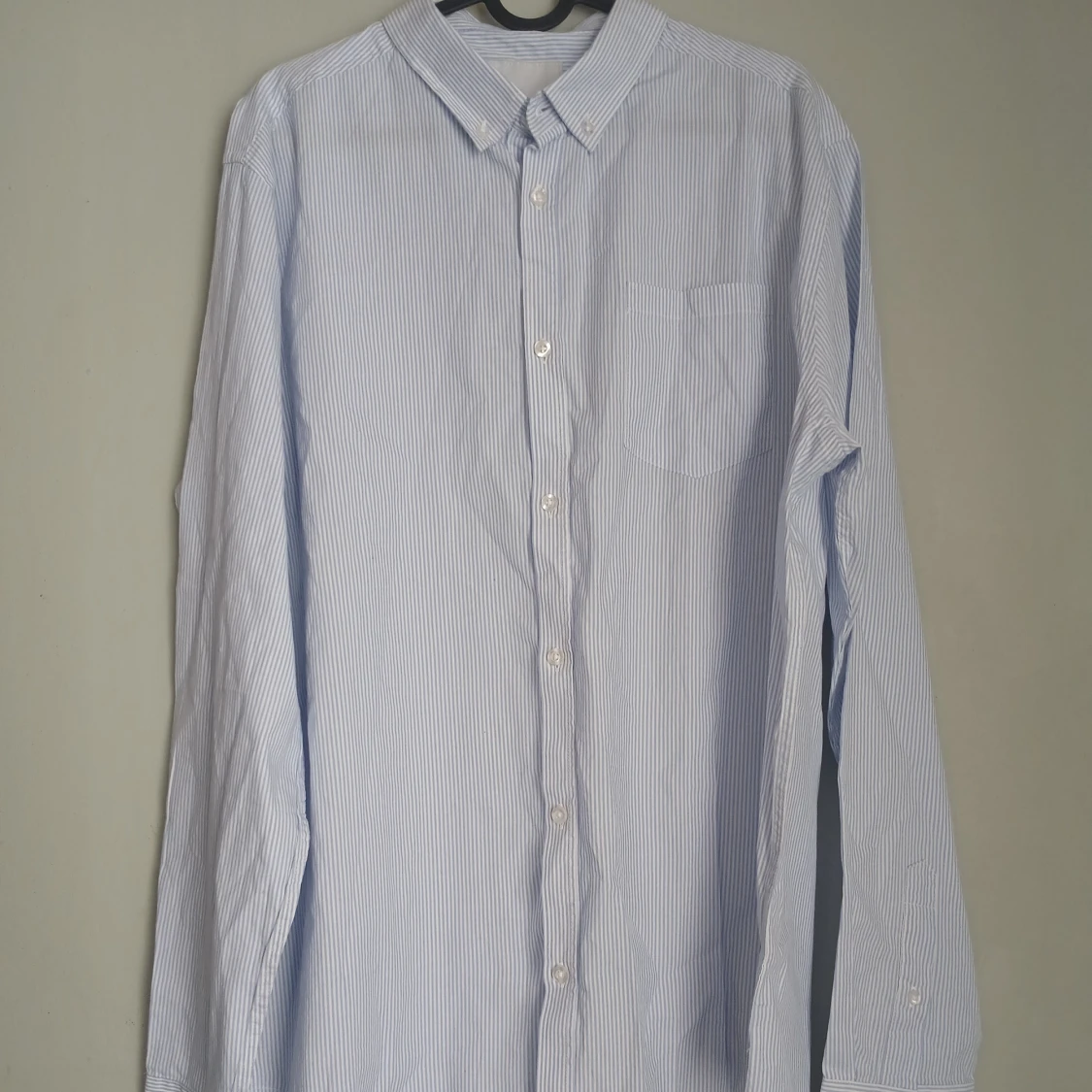 Klassisk Herrskjorta ljusblå/vit randig – stl XL - 4