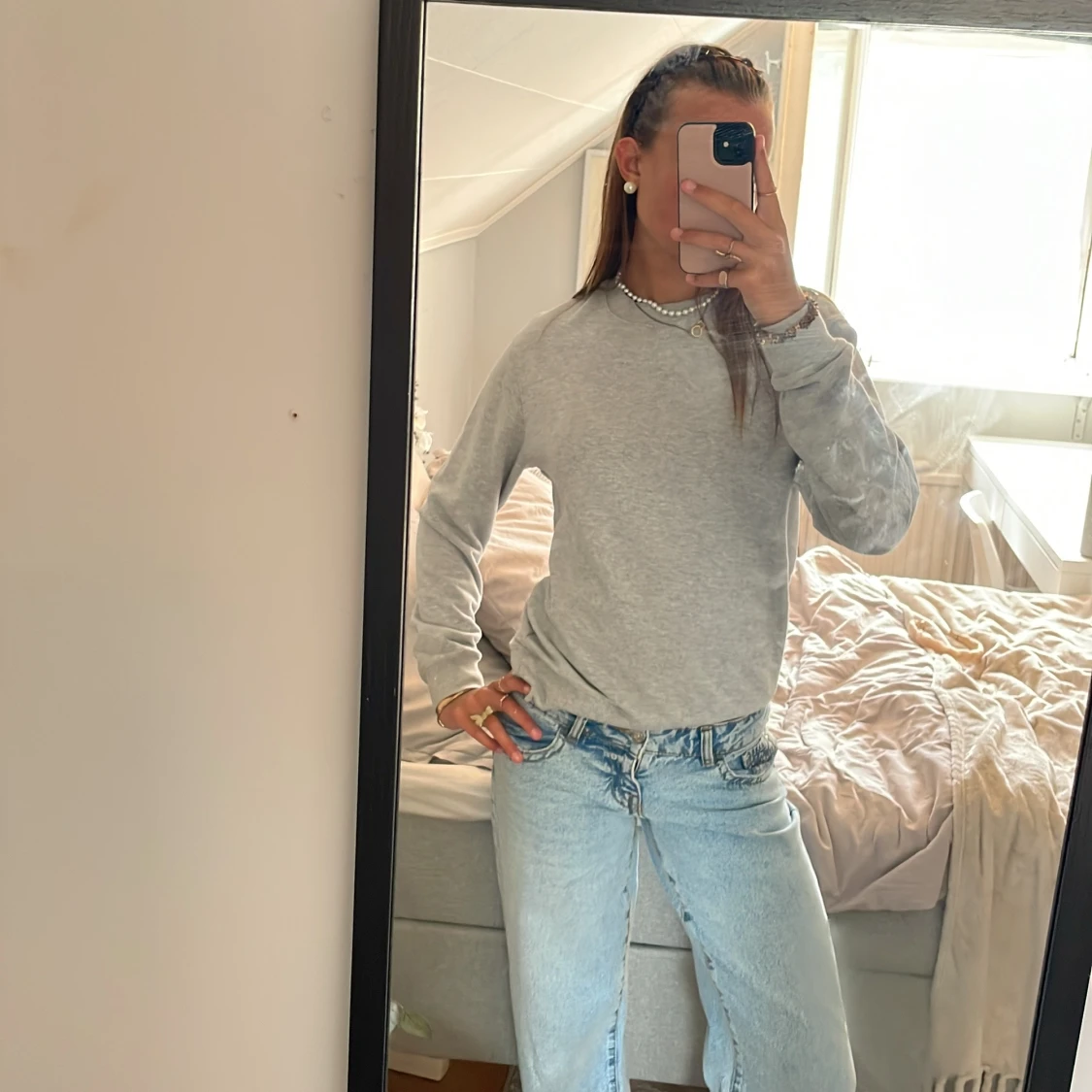 Grå basic sweatshirt  - 1