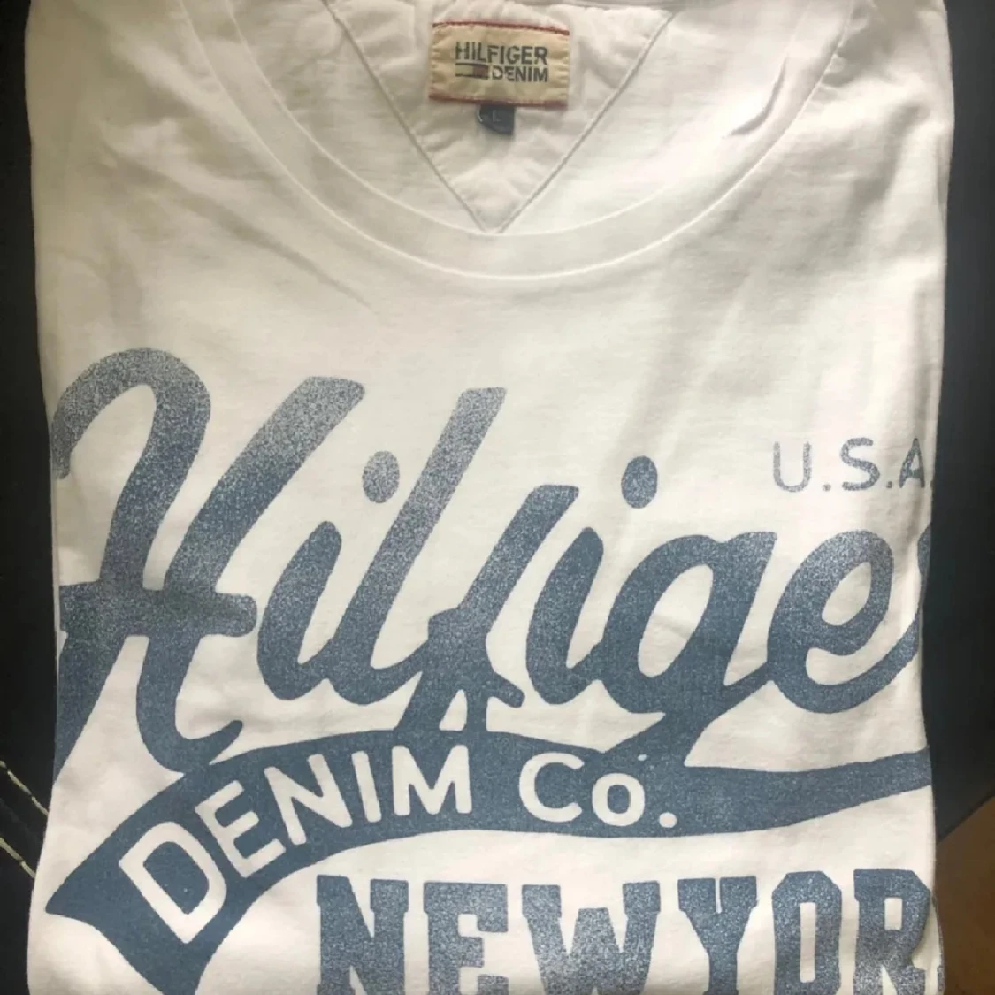 Vit långärmad Hilfiger Denim tröja - 1