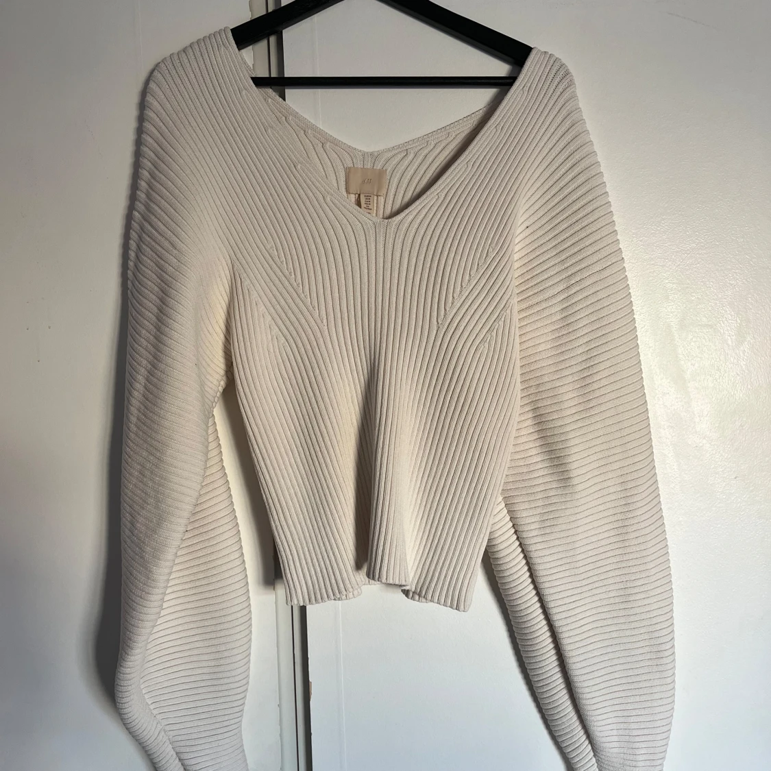 Vit ribbad tröja från H&M