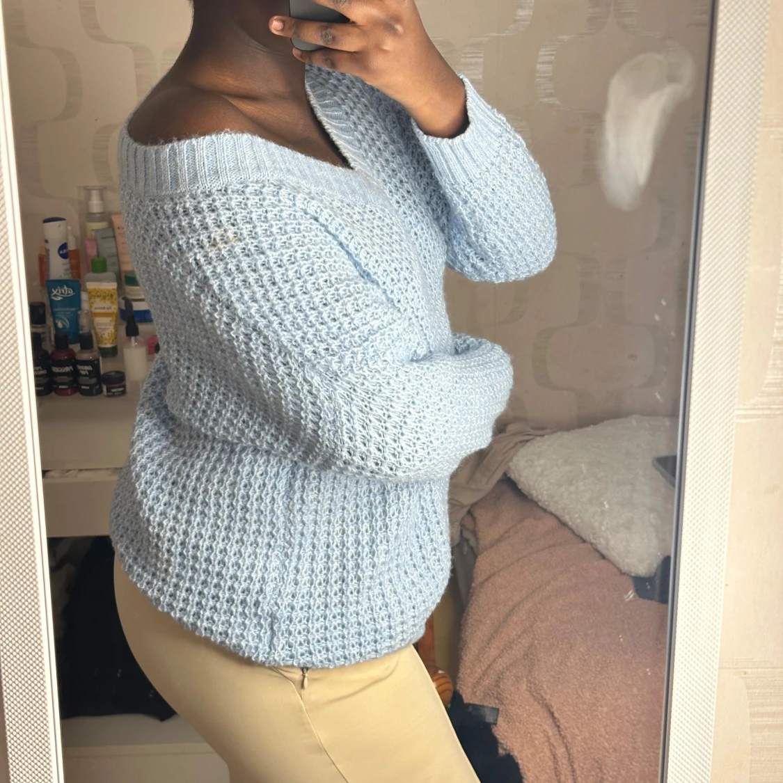 Ljusblå stickad tröja - 2