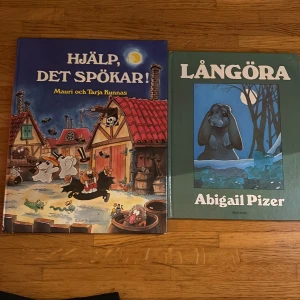 HJÄLP, DET SPÖKAR! Och LÅNGÖRA  - En färgglad och rolig bok med spöken, fladdermöss och tokiga figurer i en bymiljö. Perfekt för dig som gillar äventyr och humor med en twist av det övernaturliga!