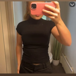  Zara Svart polotopp - Såååå fin Zara topp som är använd fåtal gånger💕🥰🥰🥰 storlek Xs men passar mig som bär S
