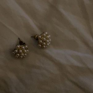 Örhängen med pärlor - Säljer ett par eleganta örhängen dekorerade med små pärlor. Säljer på grund av att dom inte kommer till användning.  Dom är guldiga. Kontakta för mer information.