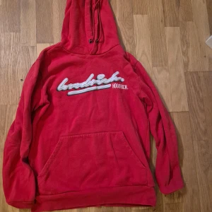 Röd hoodie från Hoodrich med tryck - Säljer en röd hoodie från Hoodrich med stort vitt och grått tryck på bröstet. Tröjan har huva med snörning och en stor magficka framtill. Perfekt för dig som gillar streetwear och vill ha en skön och snygg look.