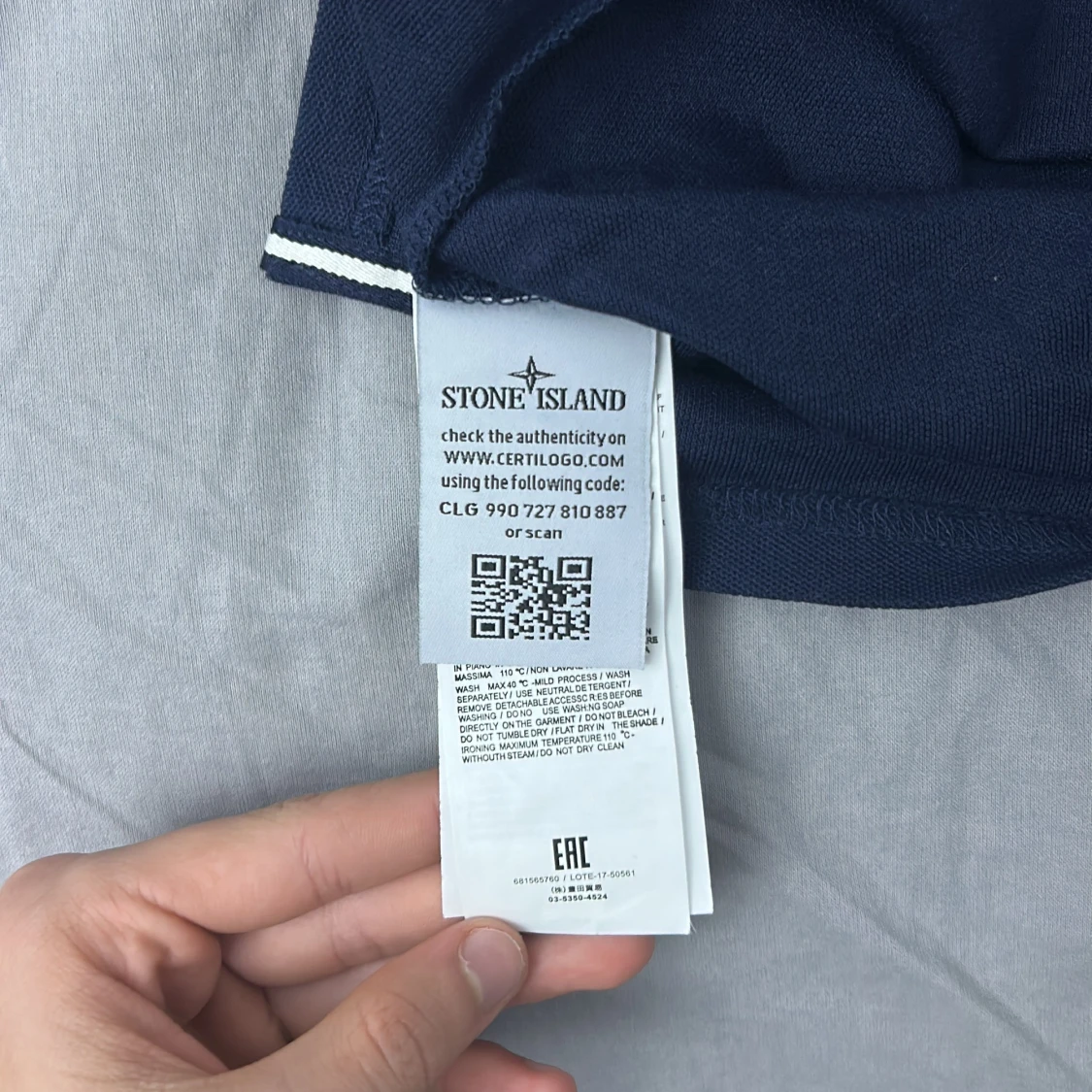 Marinblå Stone Island piké t-shirt - 4