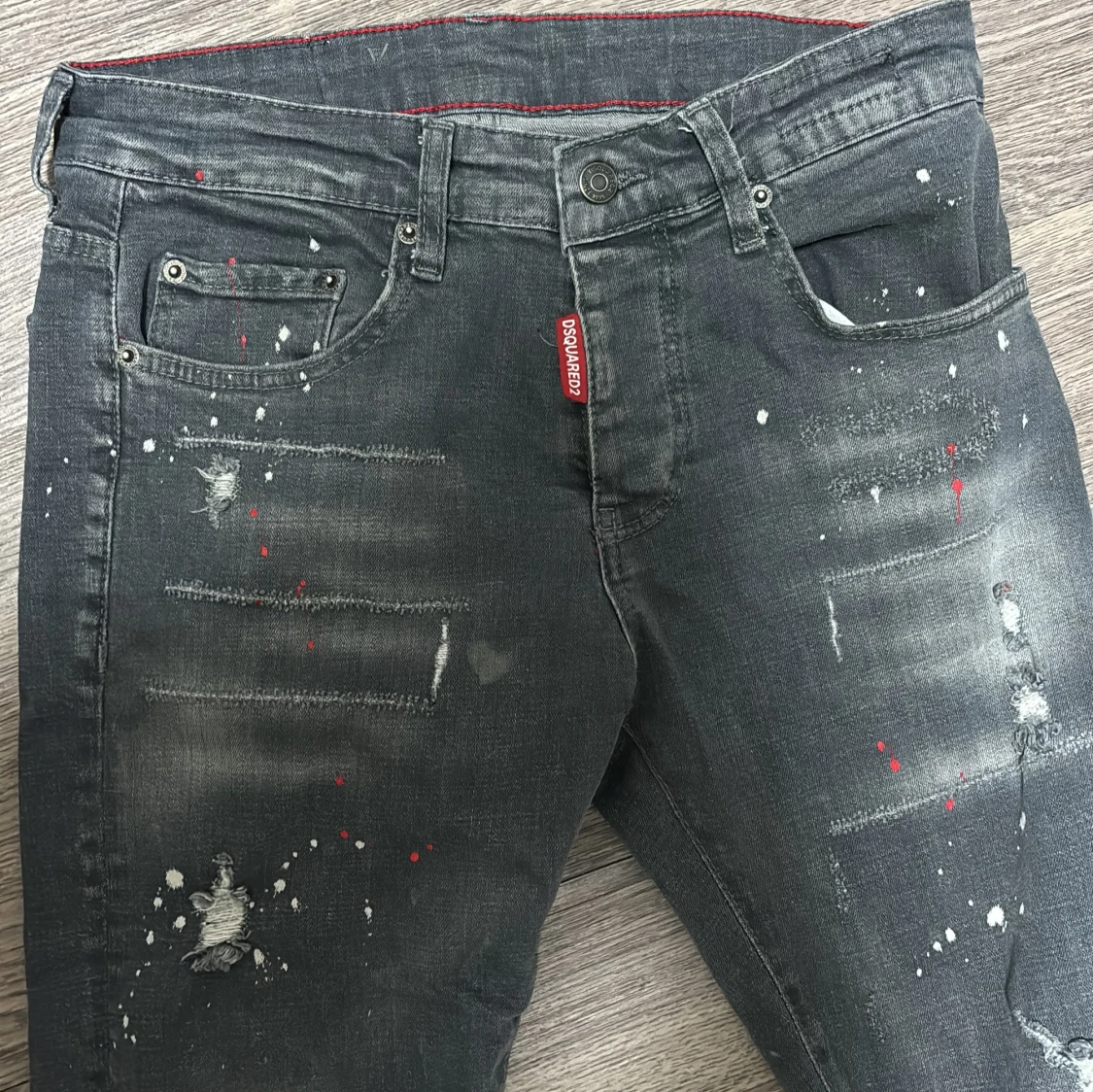 Dsquared2 svarta skinny jeans med färgstänk - 1