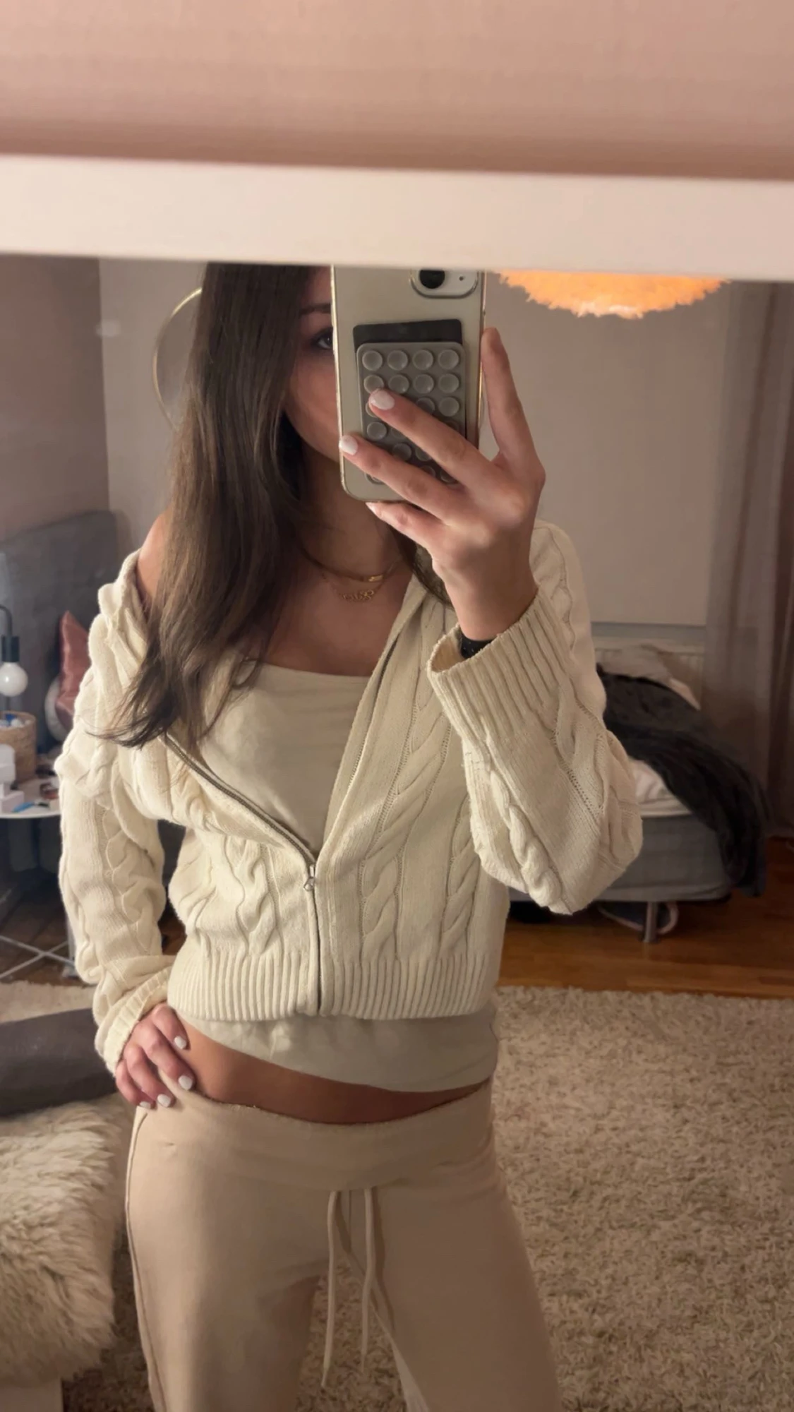 Beige ziphoodie   - 2