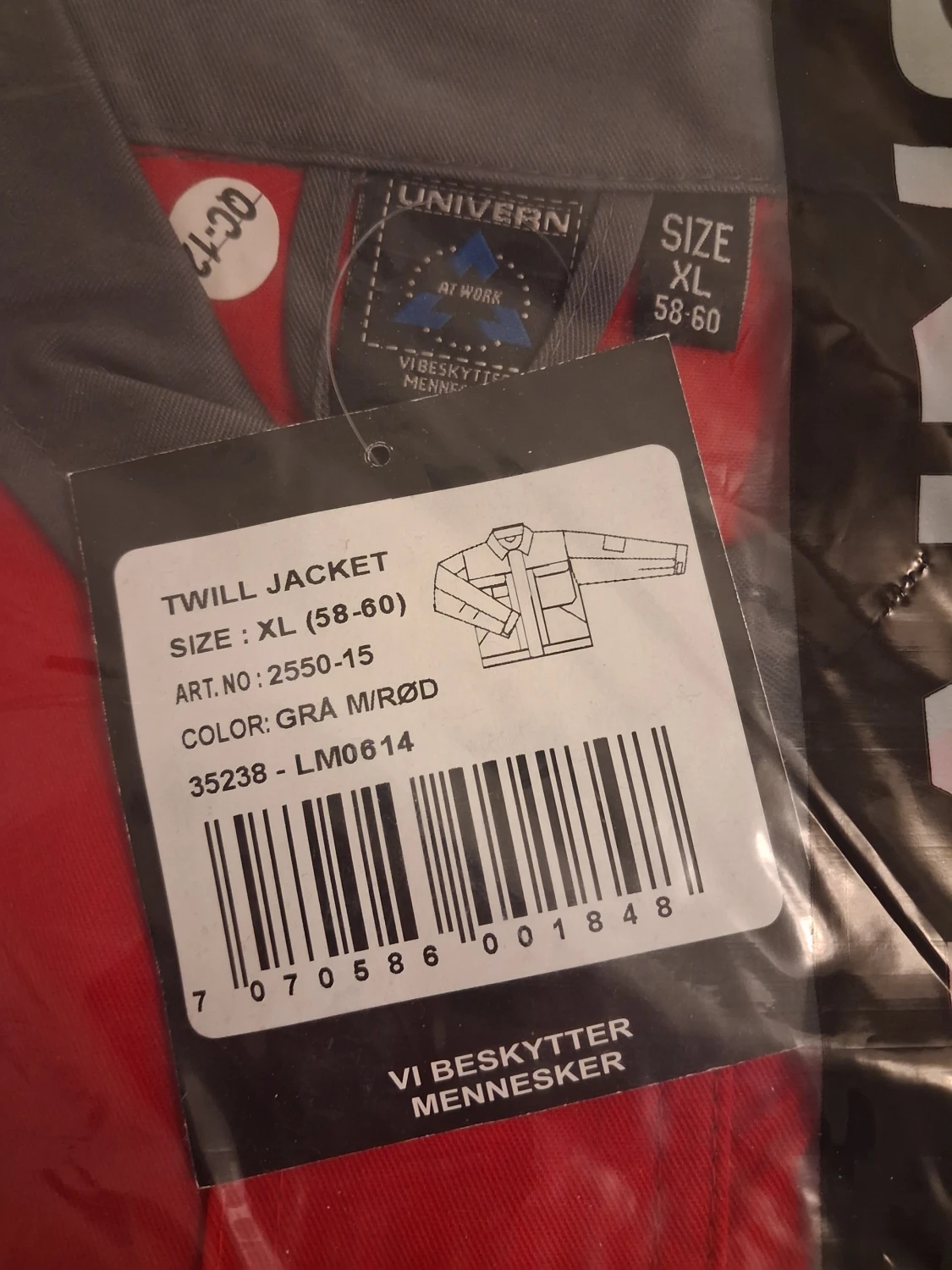 Grå och röd twilljacka från Univern XL - 1