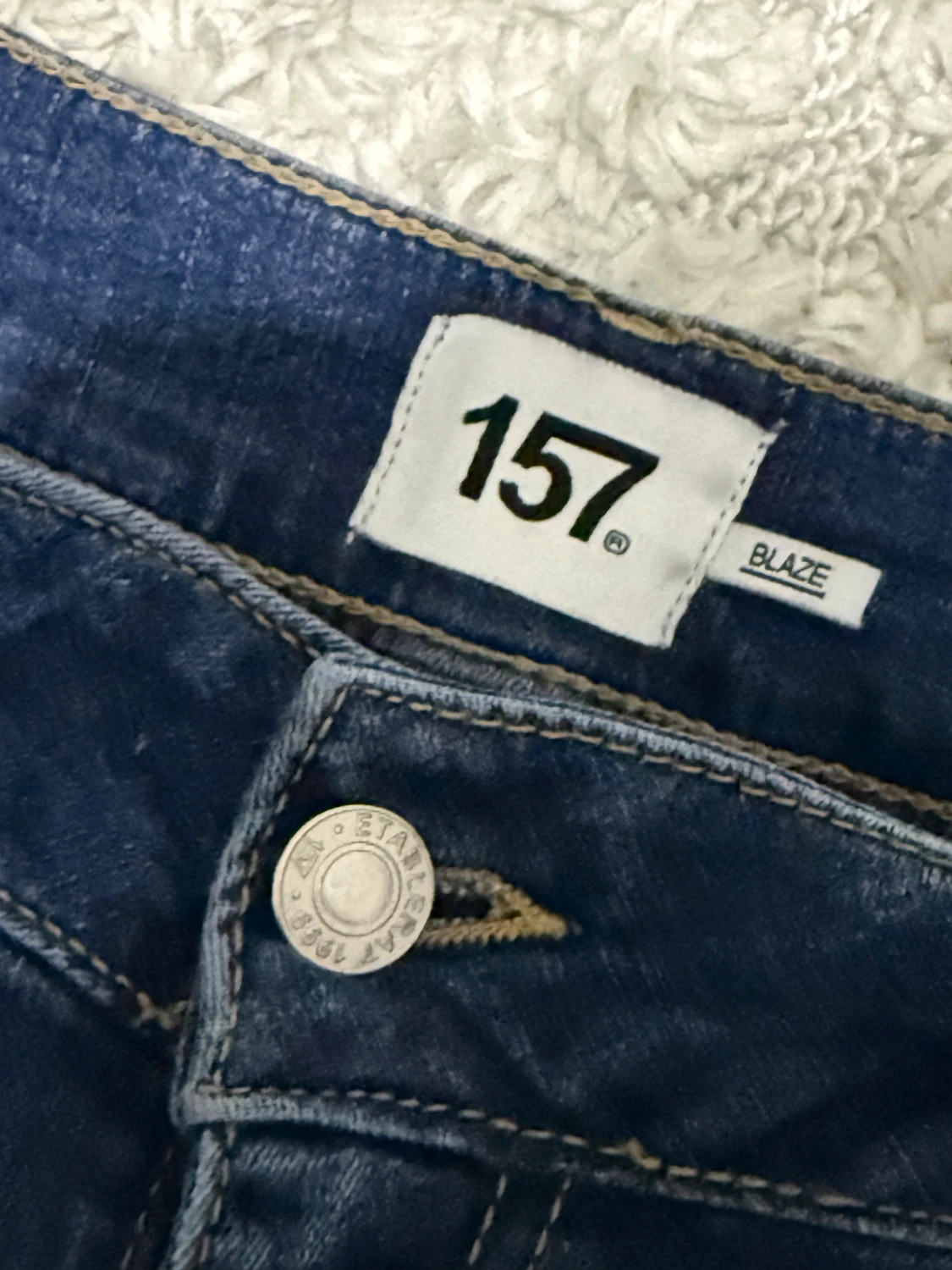 Blå bootcut jeans från 157, stl L short - 1