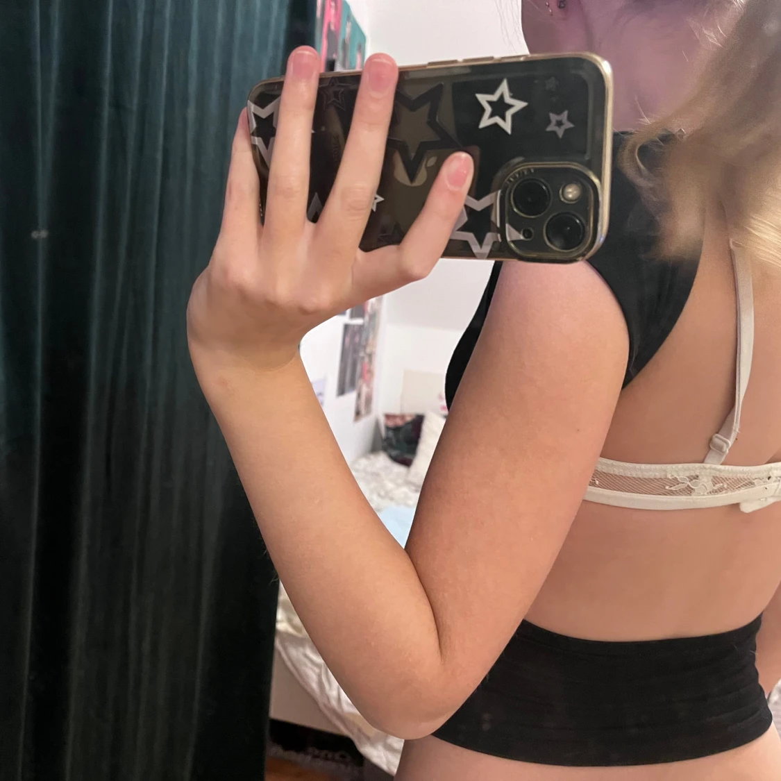 Svart croppad topp med öppen rygg - 1