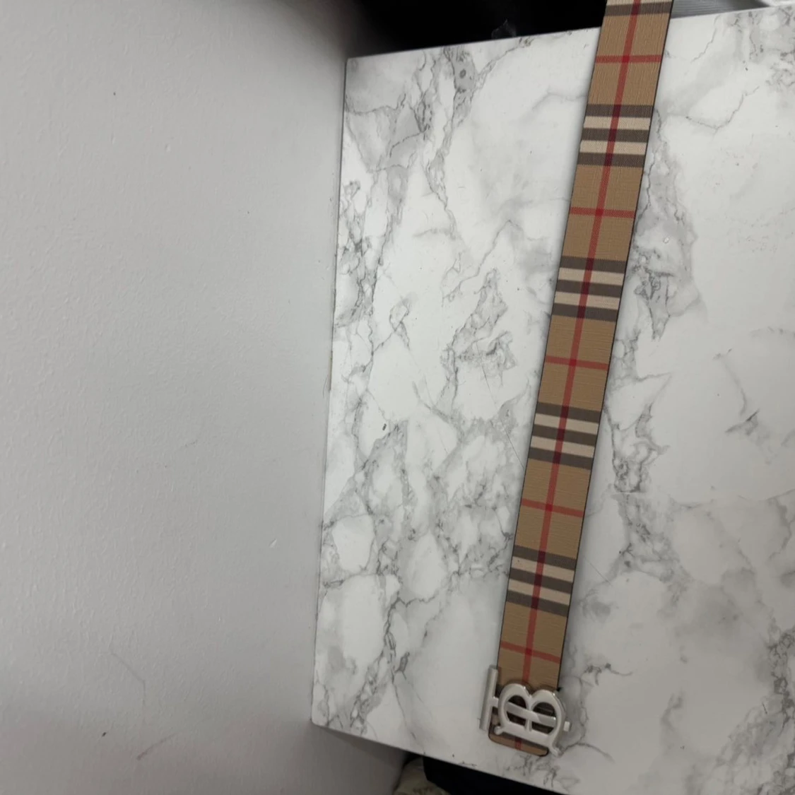 Burberry rutig bälte med silver-B spänne - 1