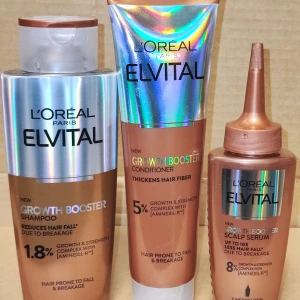 L'Oréal Elvital Growth Booster  - L'Oréal Elvital Growth Booster, Shampoo 200ml, balsam 150ml, Serum 102ml. Nya i obruten förpackning. Pris för 3 produkter.