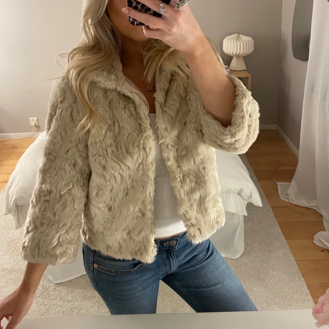 Pälsjacka med trekvartsärm - 2