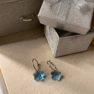 Örhängen  - Ett par blå jätte gulliga örhängen. Örhängena ser ut som blommor och är väldigt gulliga. Man får med en liten fin ask också. Dom är helt nya jag har aldrig använt dom💗