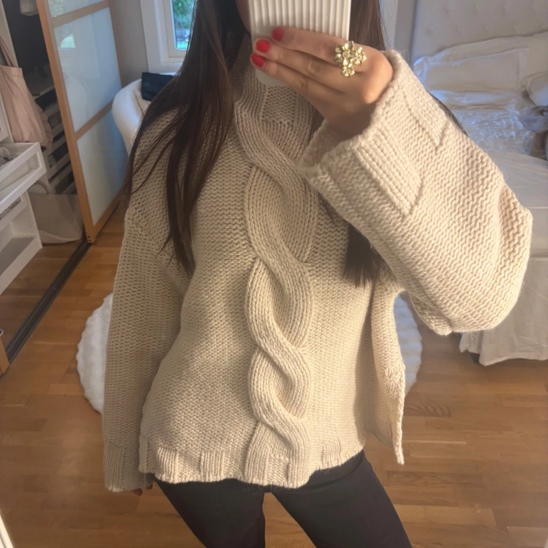 Trendig stickad zara polotröja 