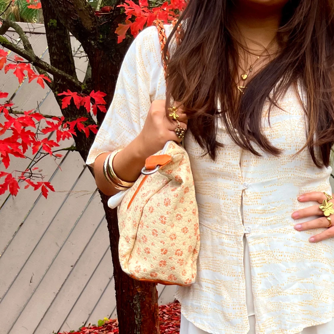 Blommig axelremsväskan  - 1