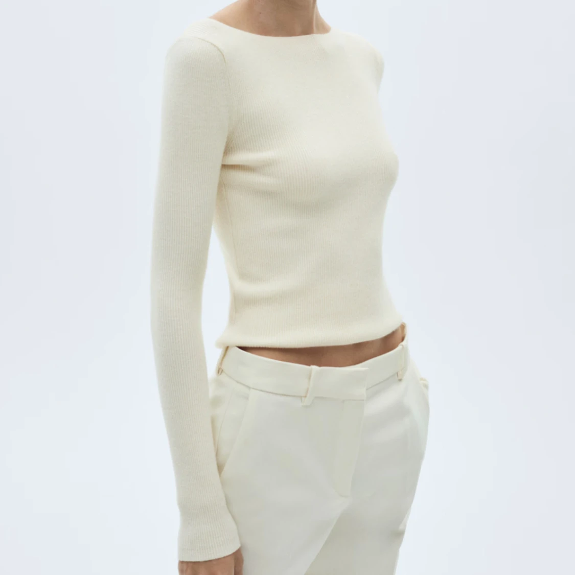 Stickad tröja båtkrage