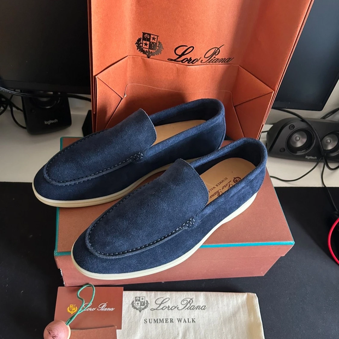 Blå mockaloafers från Loro Piana - 3
