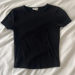 Svart basic t-shirt från Glamour - En svart, enkel och tight t-shirt från Gina triciot basically basics-kollektionen. T-shirten har rund halsringning och korta ärmar. Tillverkad i mjuk bomull som känns skön mot huden. Perfekt att styla med jeans eller kjol för en clean look.