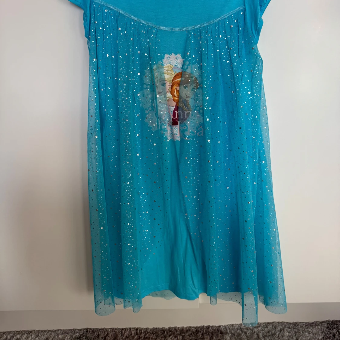 Blå Disney Frozen klänning med glitter - 1