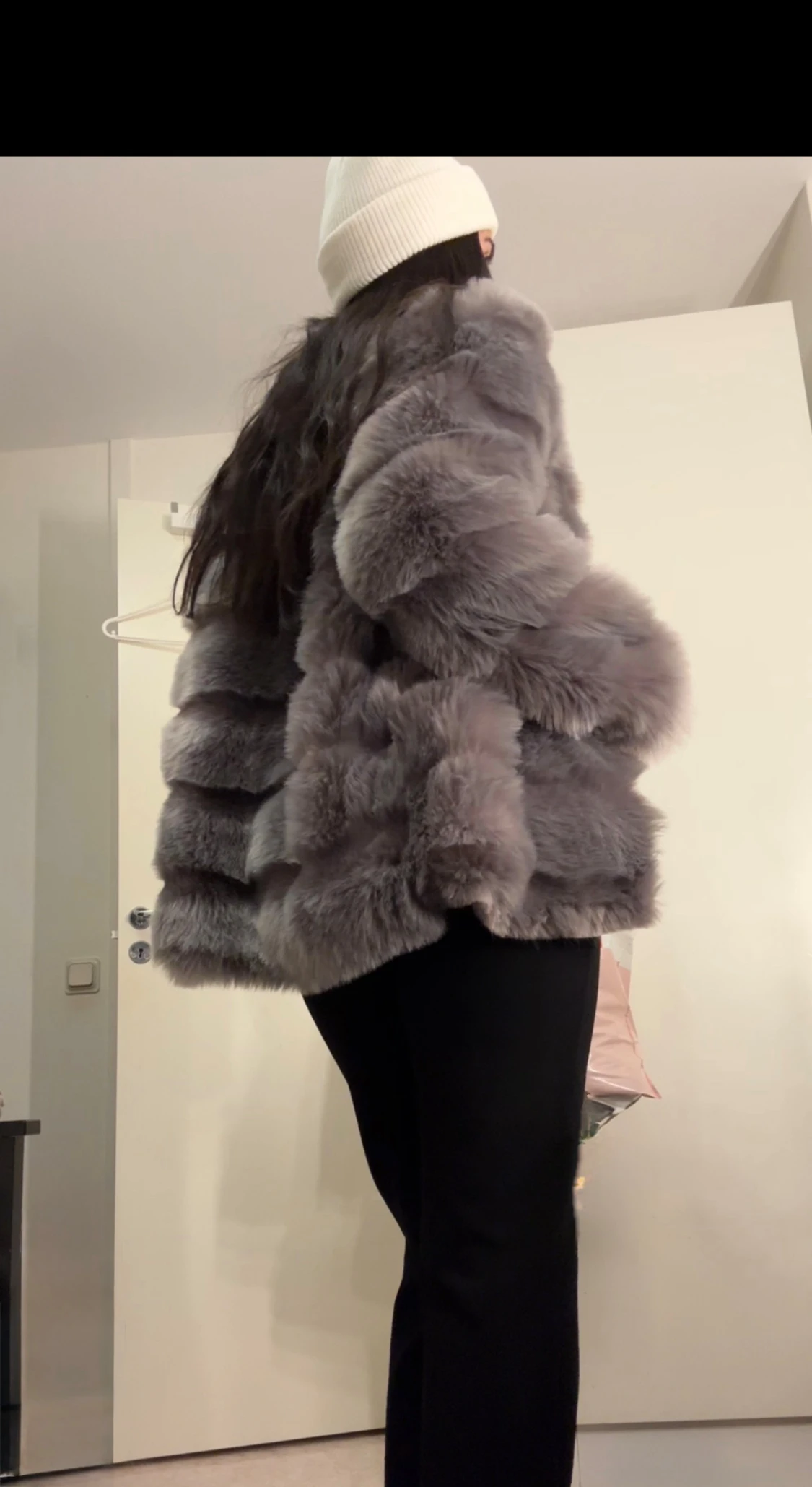 Grå pälsjacka från ICHI XS/S - 1