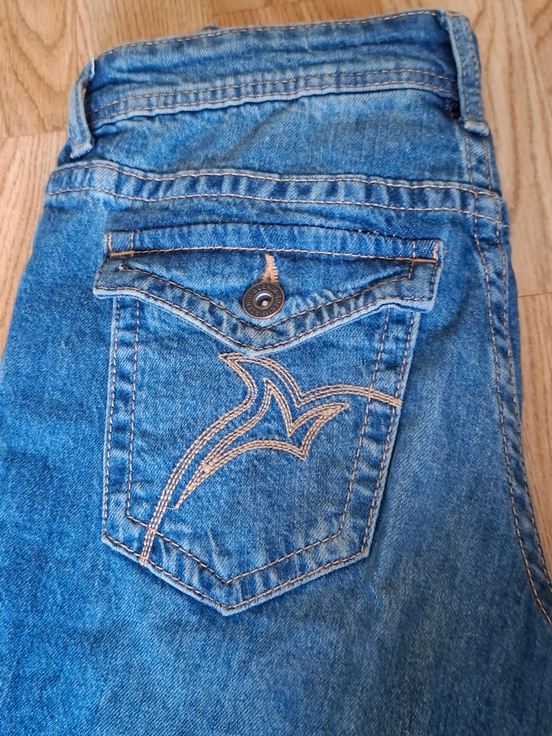 Blå bootcut jeans från H&M, stl 164 - 3