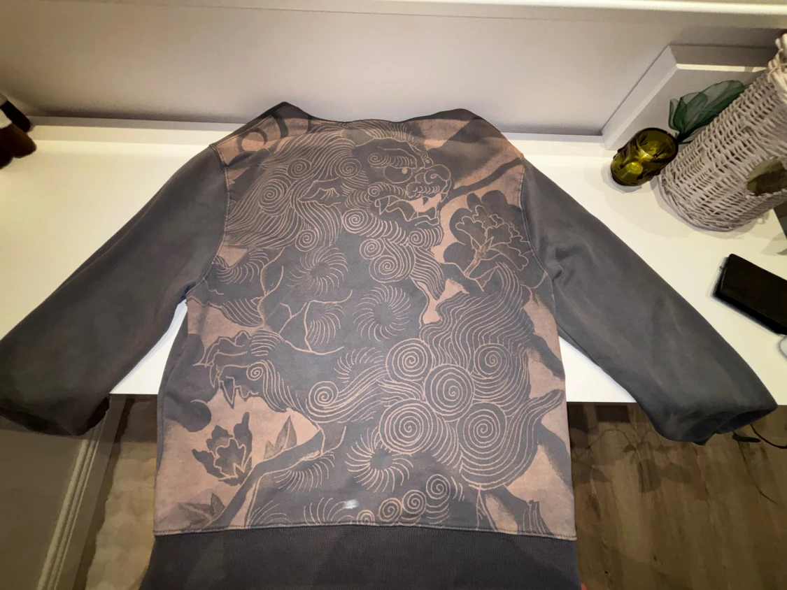 Ed Hardy grå hoodie med tryck - 2