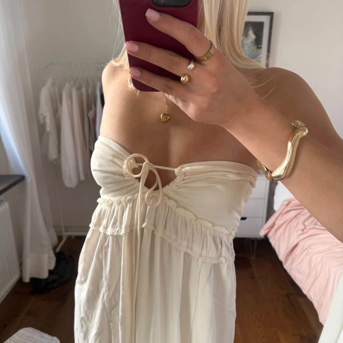 Vit långklänning med snörning - 2