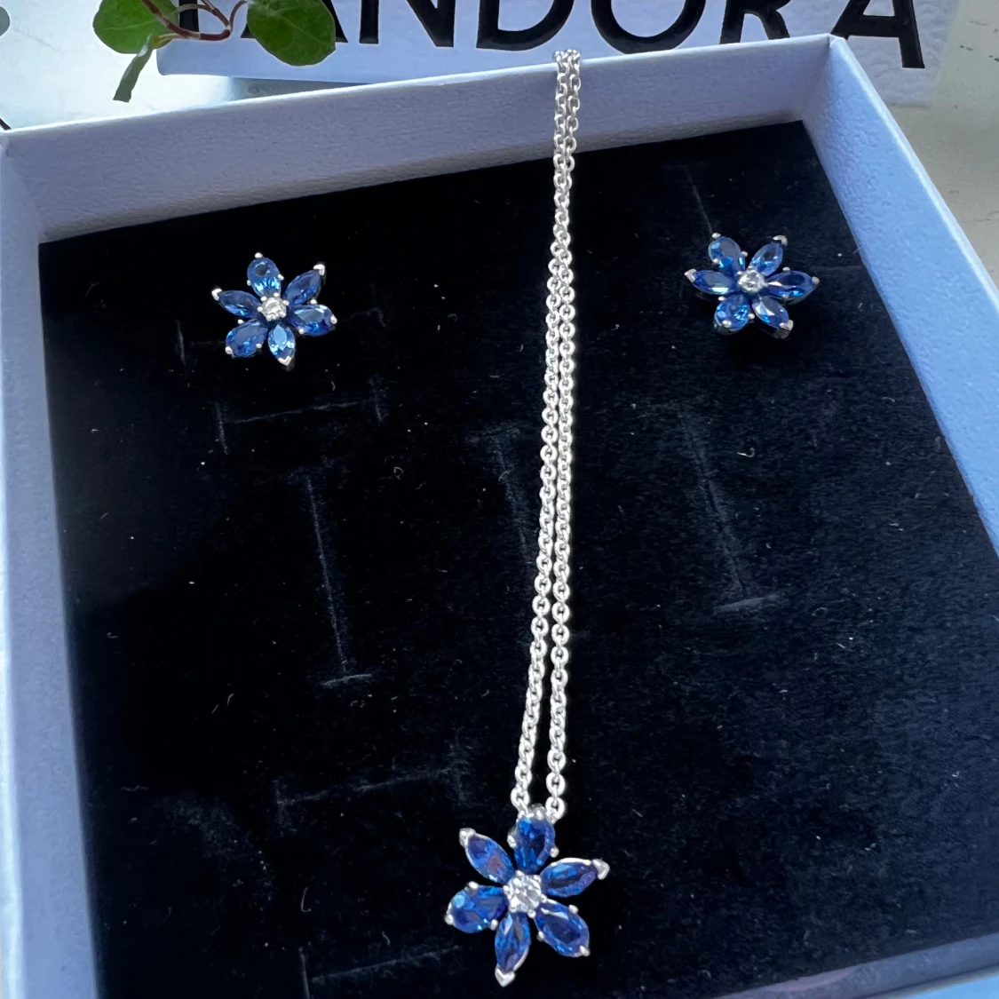 Pandora silverblå blomset smyckeset - 2