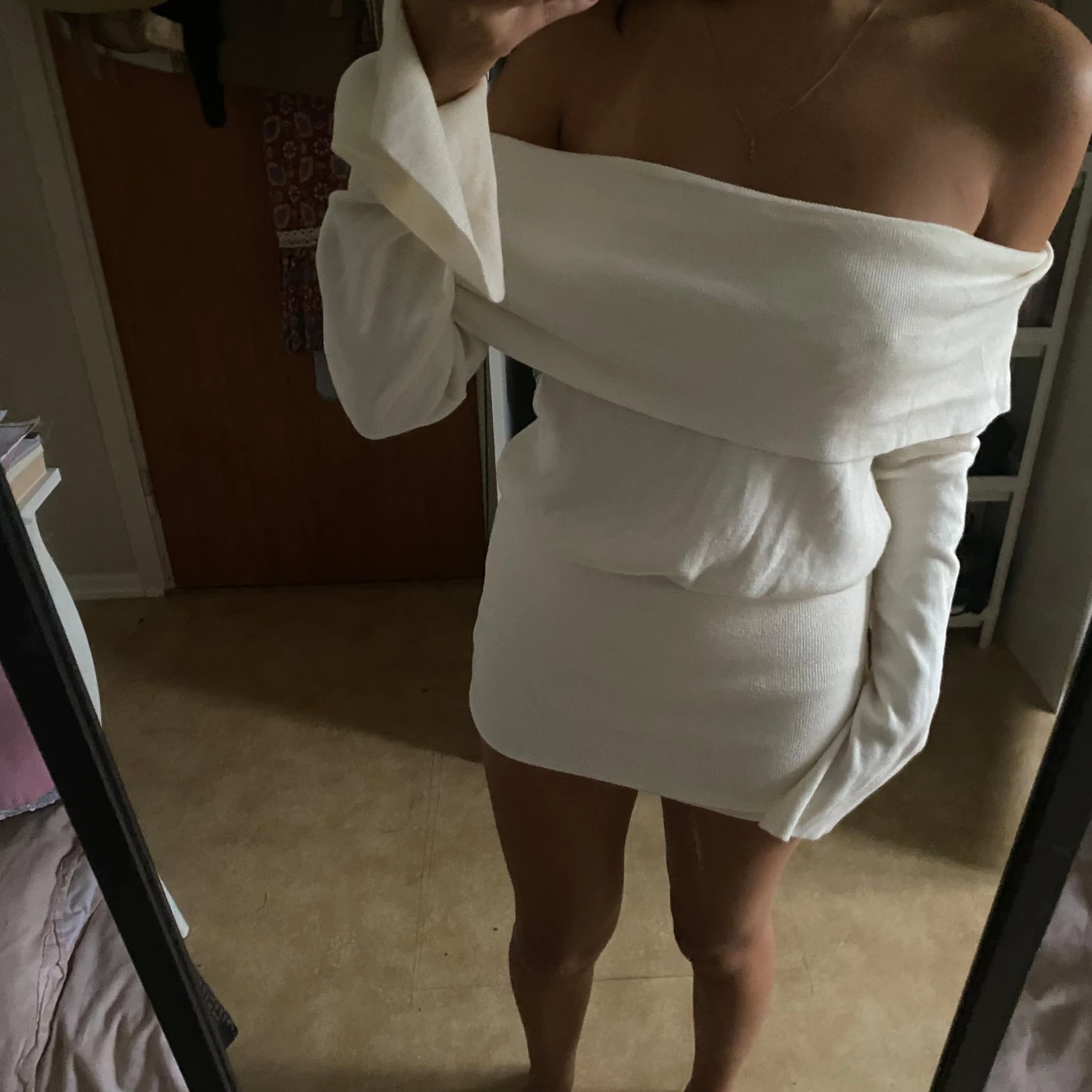 Vit offshoulder kort klänning - 2