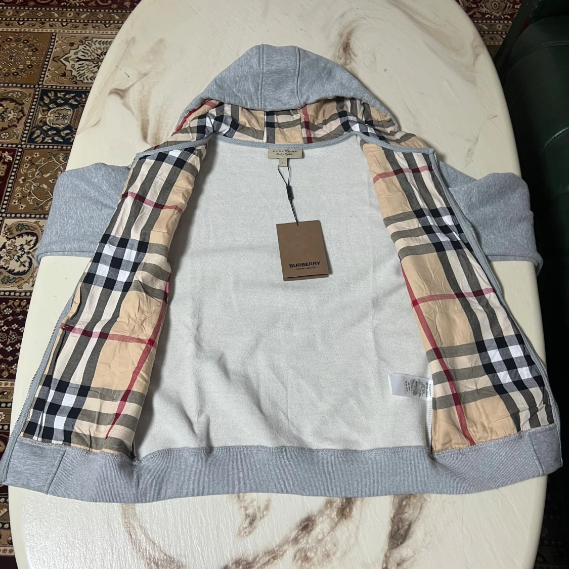 Grå Burberry hoodie med dragkedja - 3