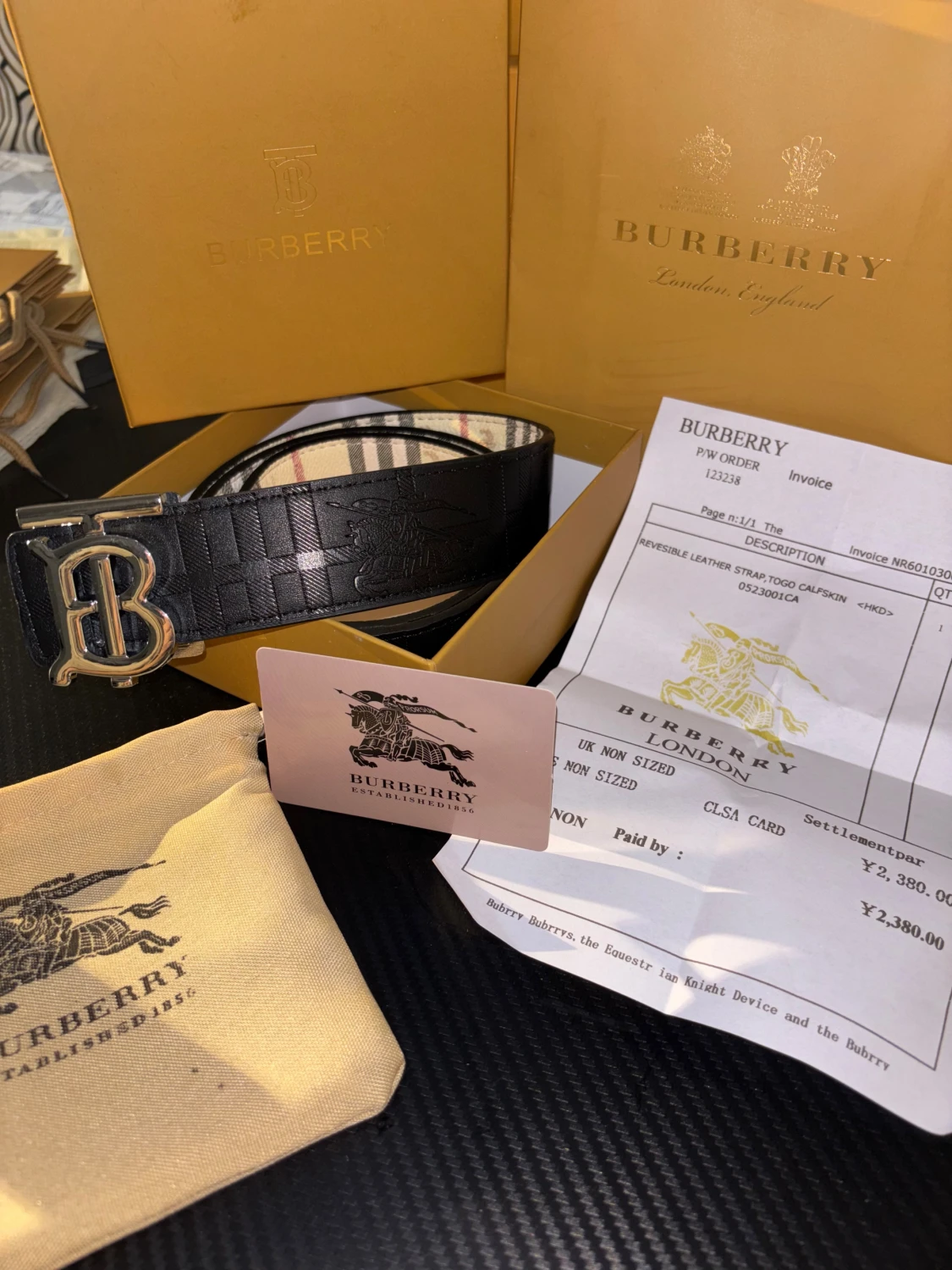 Vändbart Burberry bälte med giftbox set - 2