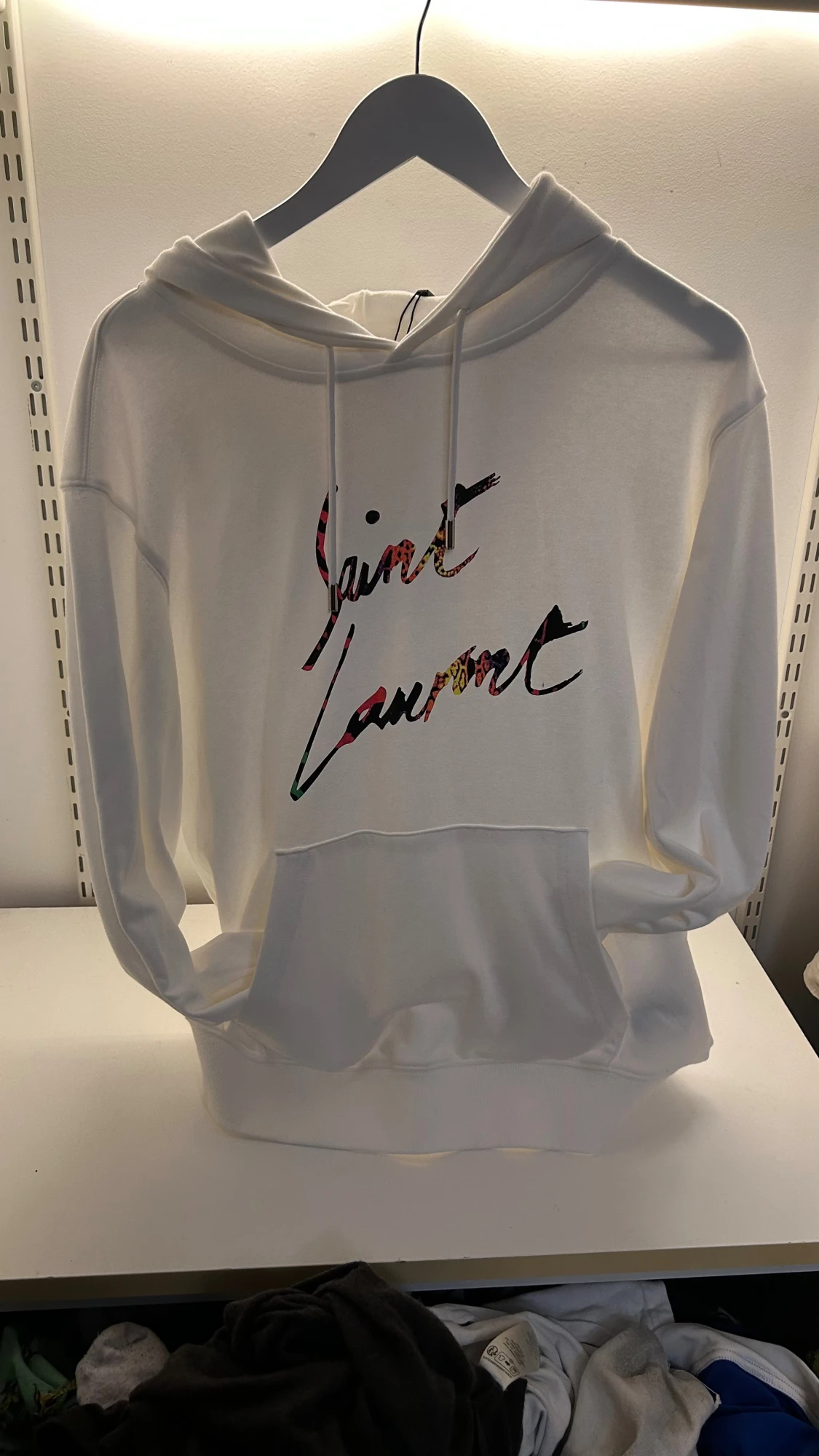 Vit Saint Laurent hoodie med tryck