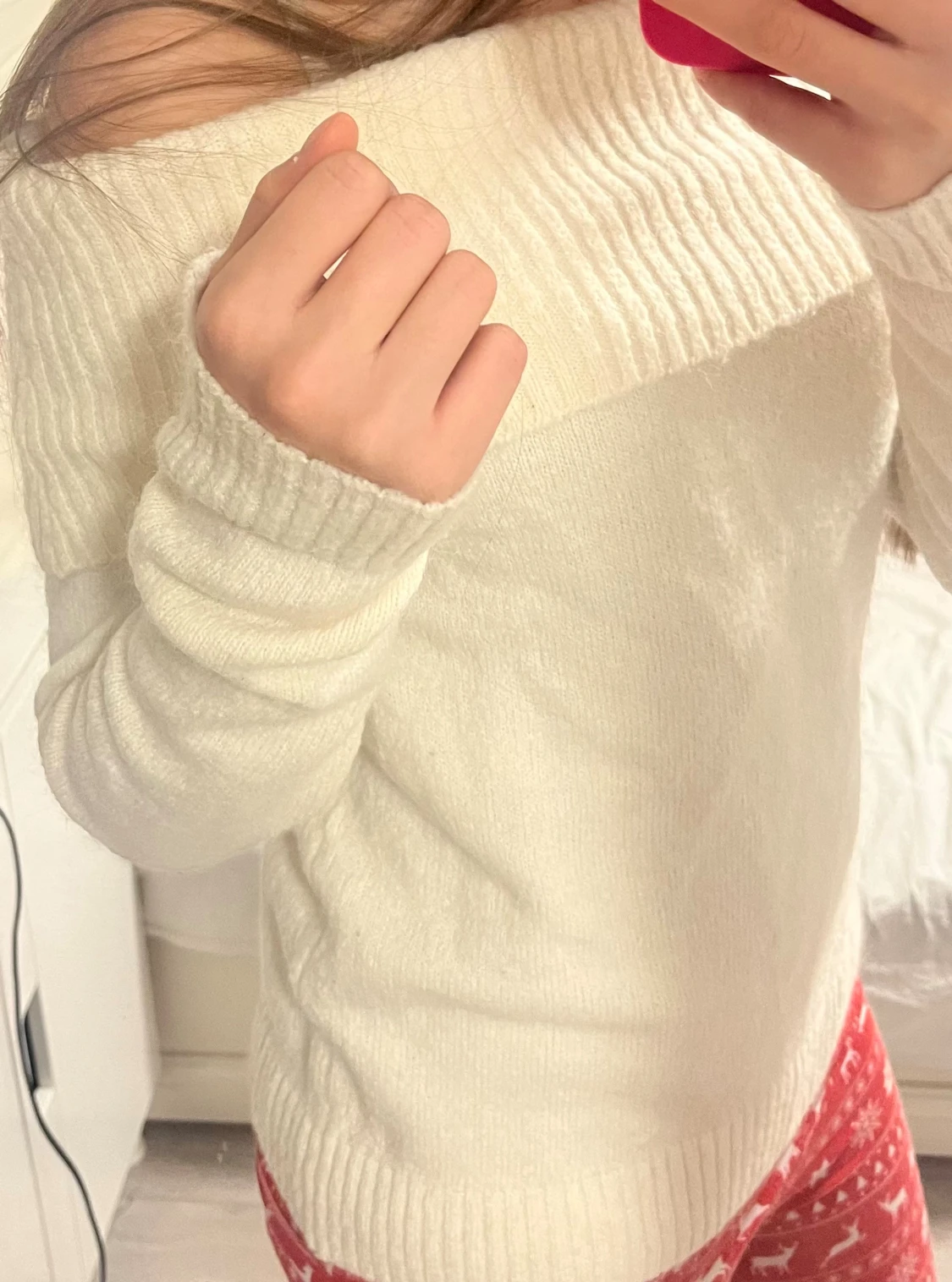 Off shoulder stickad långärmad  - 1