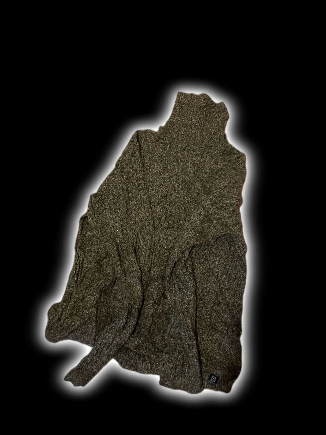 Brun stickad polotröja med lång ärm - 1