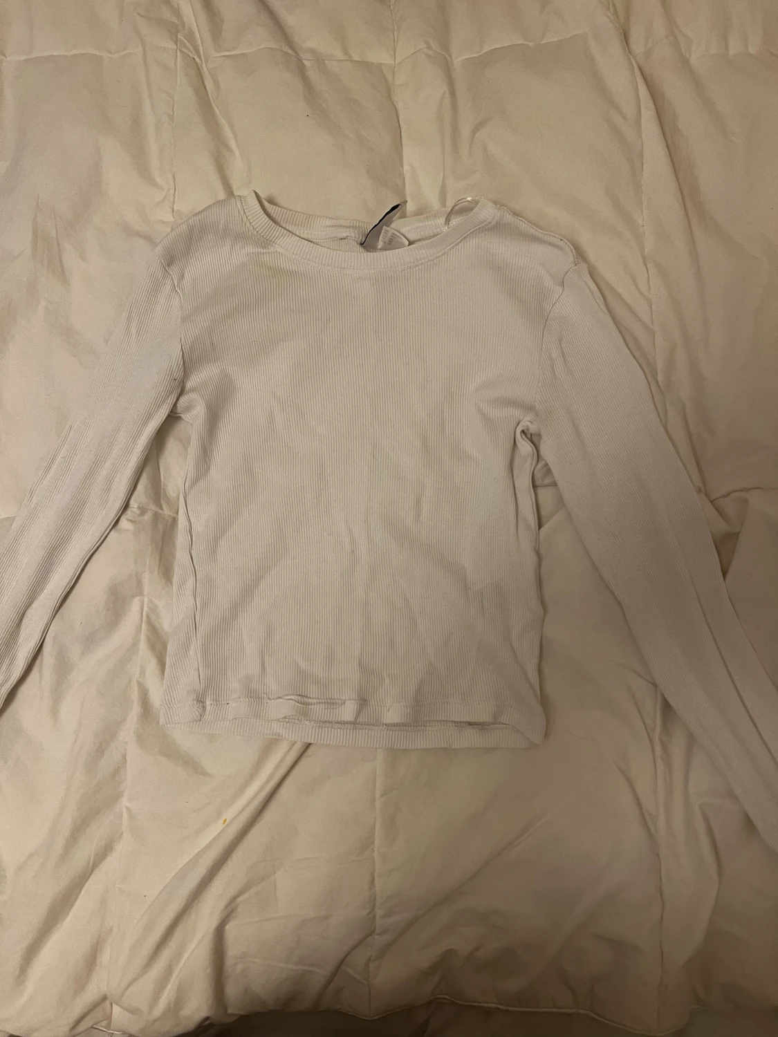 Ribbad beige långärmad topp H&M XS