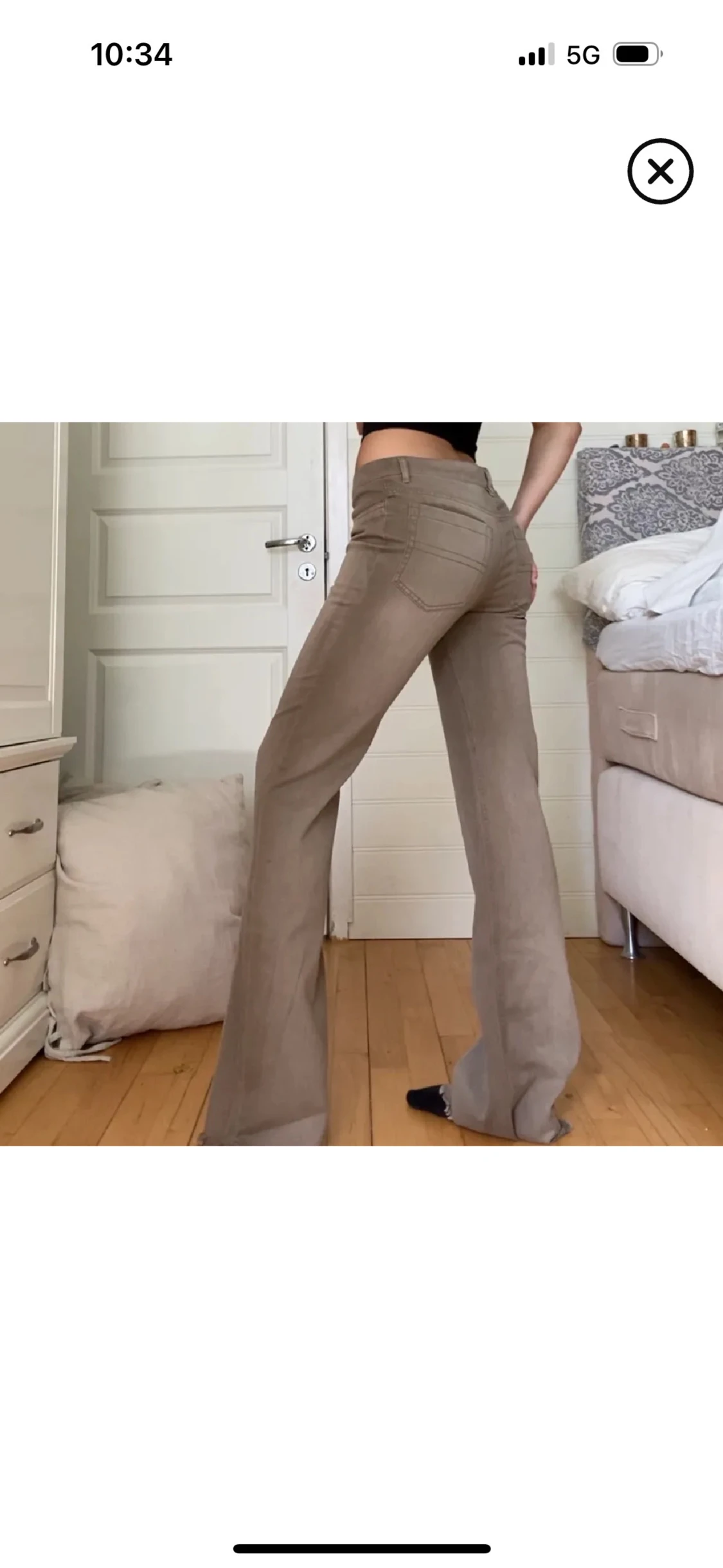 Beige bootcut lågmidjade byxor - 1