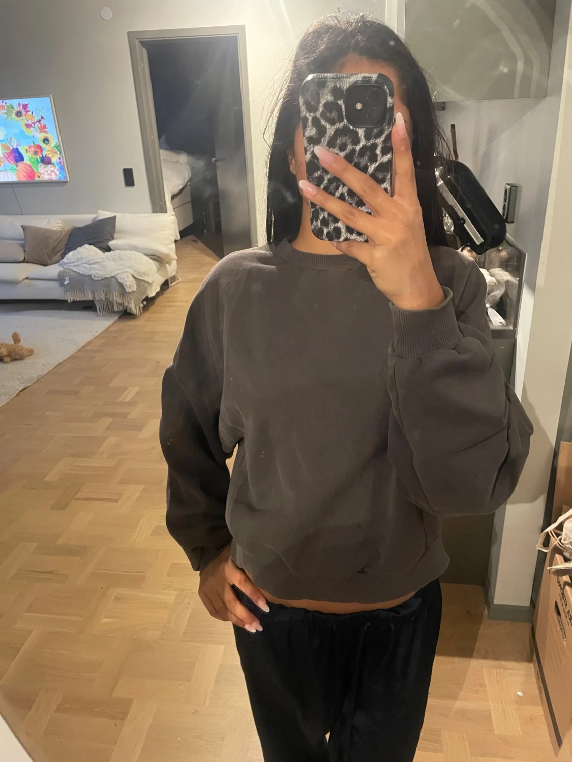 Mörkgrå oversized sweatshirt - 1